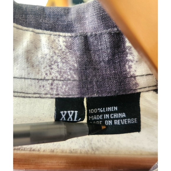 Y2K International Laundry 100% Linen Button Front Shirt xxl Men Pattern - Picture 2 of 5